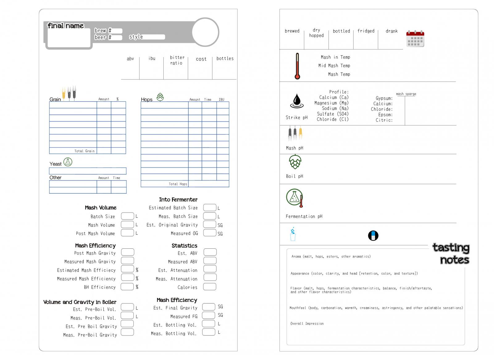 Printable Brew Logs Homebrew Talk Beer, Wine, Mead, & Cider Brewing