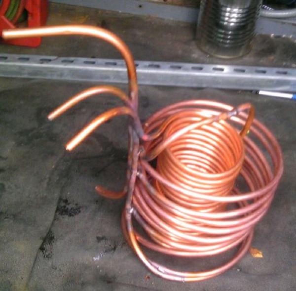 After hearing how great this design is i decided to upgrade my chiller i built by adding a secondary coil in the middle and the 1/2 tube for hooking to a pump for the whirlpool.