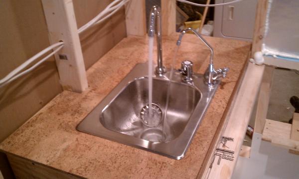 Hot and cold water and filtered water.