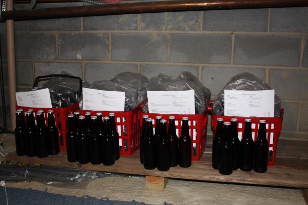 Since I have no basement, I have to use a crawl space which works just fine.  I keep bottles in these red "Circuit City" shopping baskets that hold almost one batch.