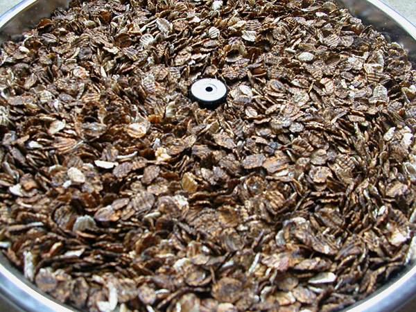 flaked rye roasted in drum coffee roaster
