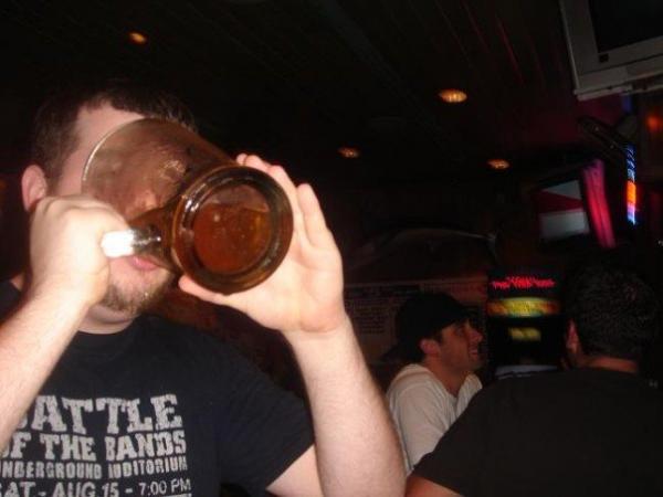 Chugging a pitcher to score $20 from my friend