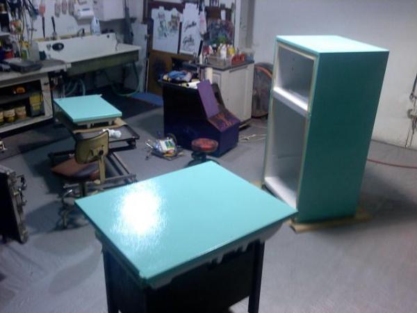 base coat, in the paint shop ('57 Bel-aire blue/green)