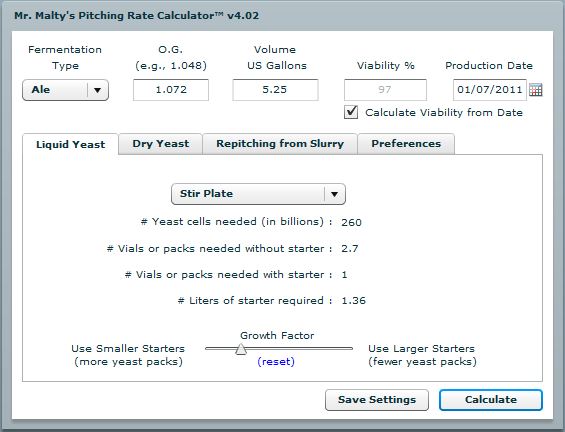 Mr. Malty pitch rate calculator