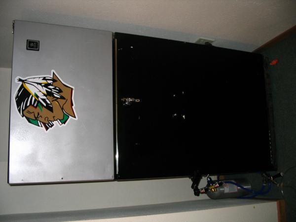 My original kegerator... given to a friend.  Go SIOUX!