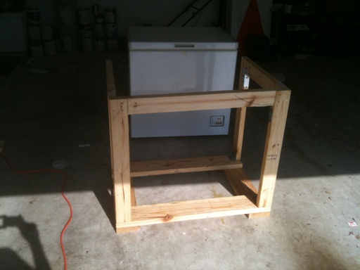 Getting ready to put the freezer into the frame