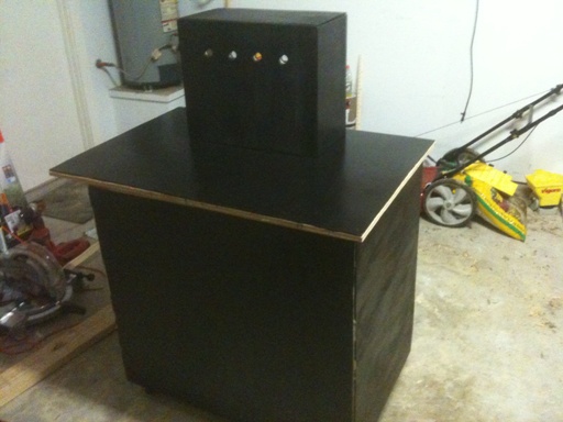 Coffin box set in place