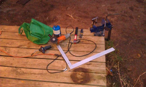 Our metal bending rig for some feet extensions for one of our burners.