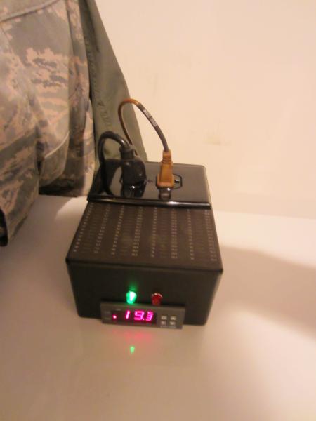 DIY Temperature controller based on plans found here: http://www.homebrewtalk.com/f51/ebay-aquarium-temp-controller-build-163849/