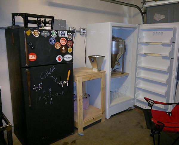 Serving fridge, mill, and fermenter