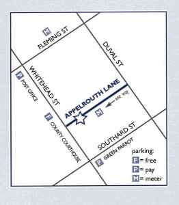 Our shop's location in Key West.  Between Duval and Whitehead on Appelrouth
