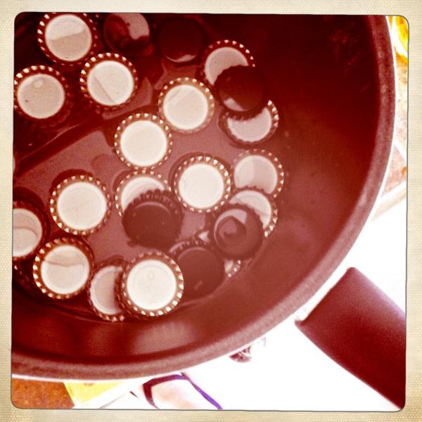 artistic view of bottle caps