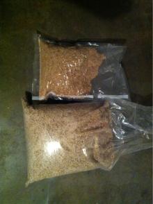 Grains and rice hulls for Yuri's 6 gallon Thunderstruck Pumpkin Ale all-grain recipe.