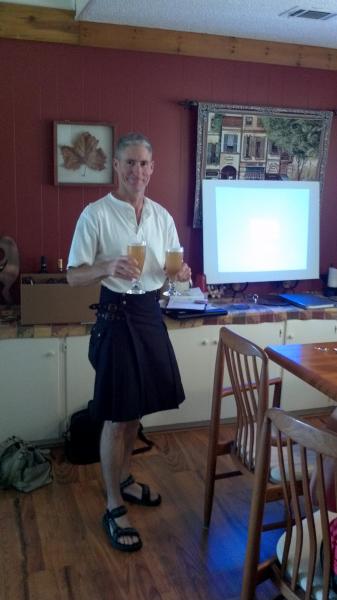Beaker leading the meeting. Yep, he brews in a kilt.