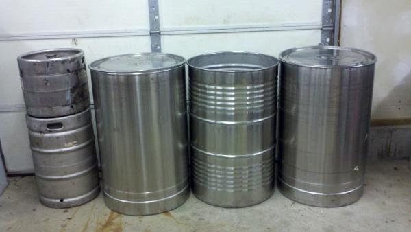 (2) 200L for HLT and kettle, 55gal. barrel for MLT, keg-1/4 or 1/2 for HERMS