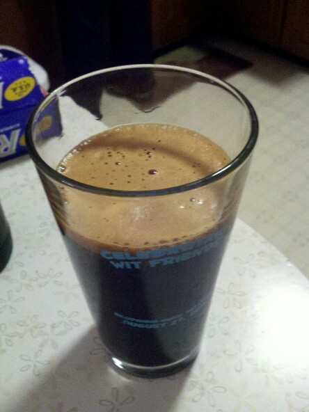 Old oak barrel bourbon ale.  Head dropped some before I could get the camera up on the phone.