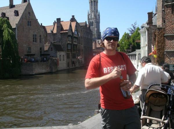 Drinking a great wit beer in Brugge.