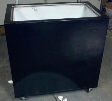 Just welded casters to bottom of freezer