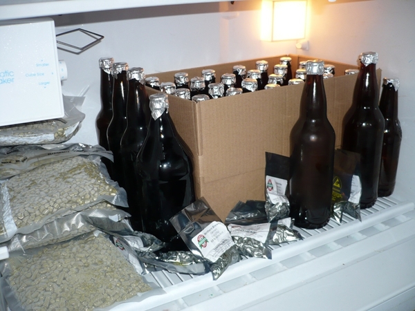ChillingSanitizedBottlesforfillingfromkeg