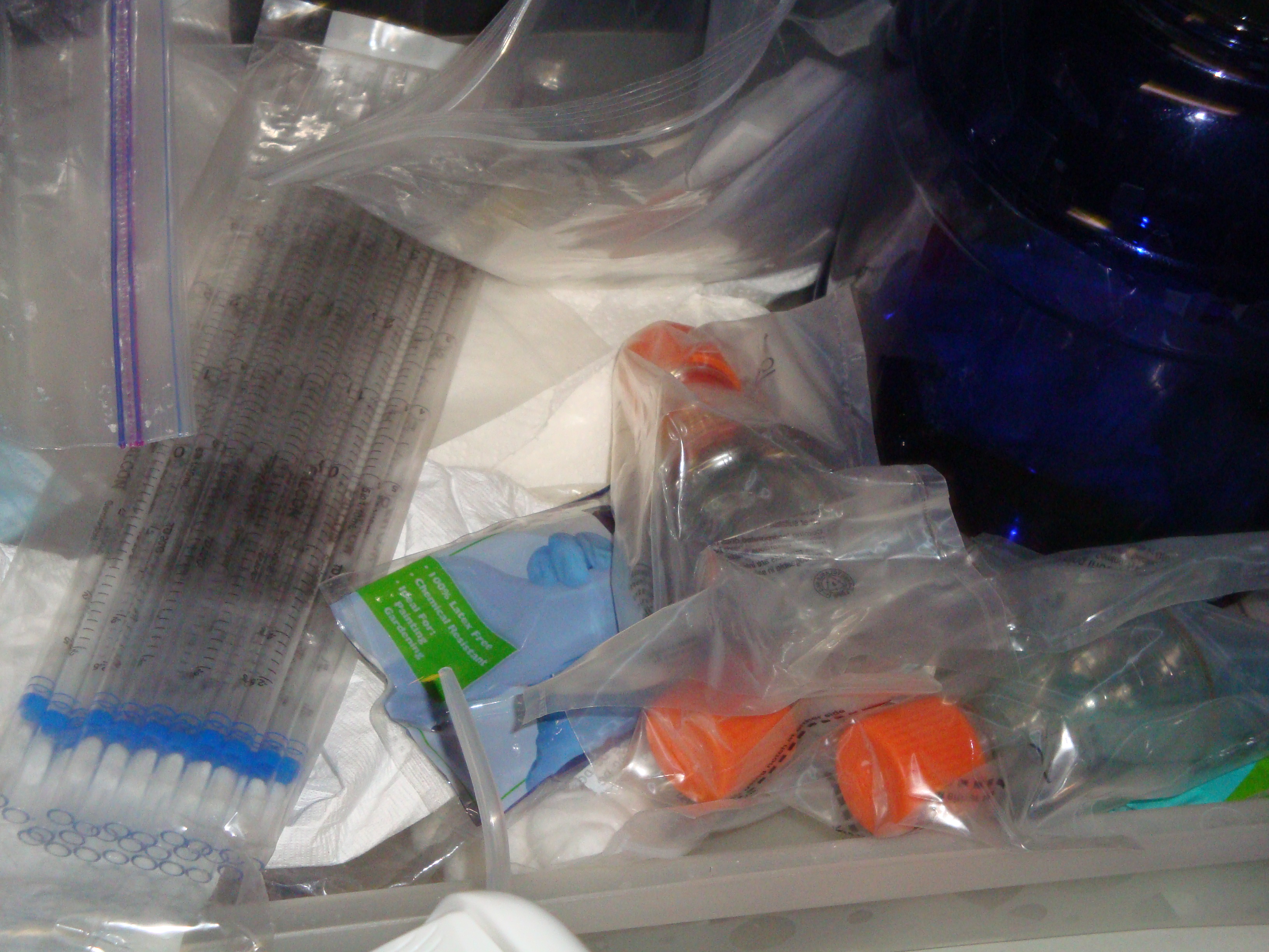 pipettes and media flasks