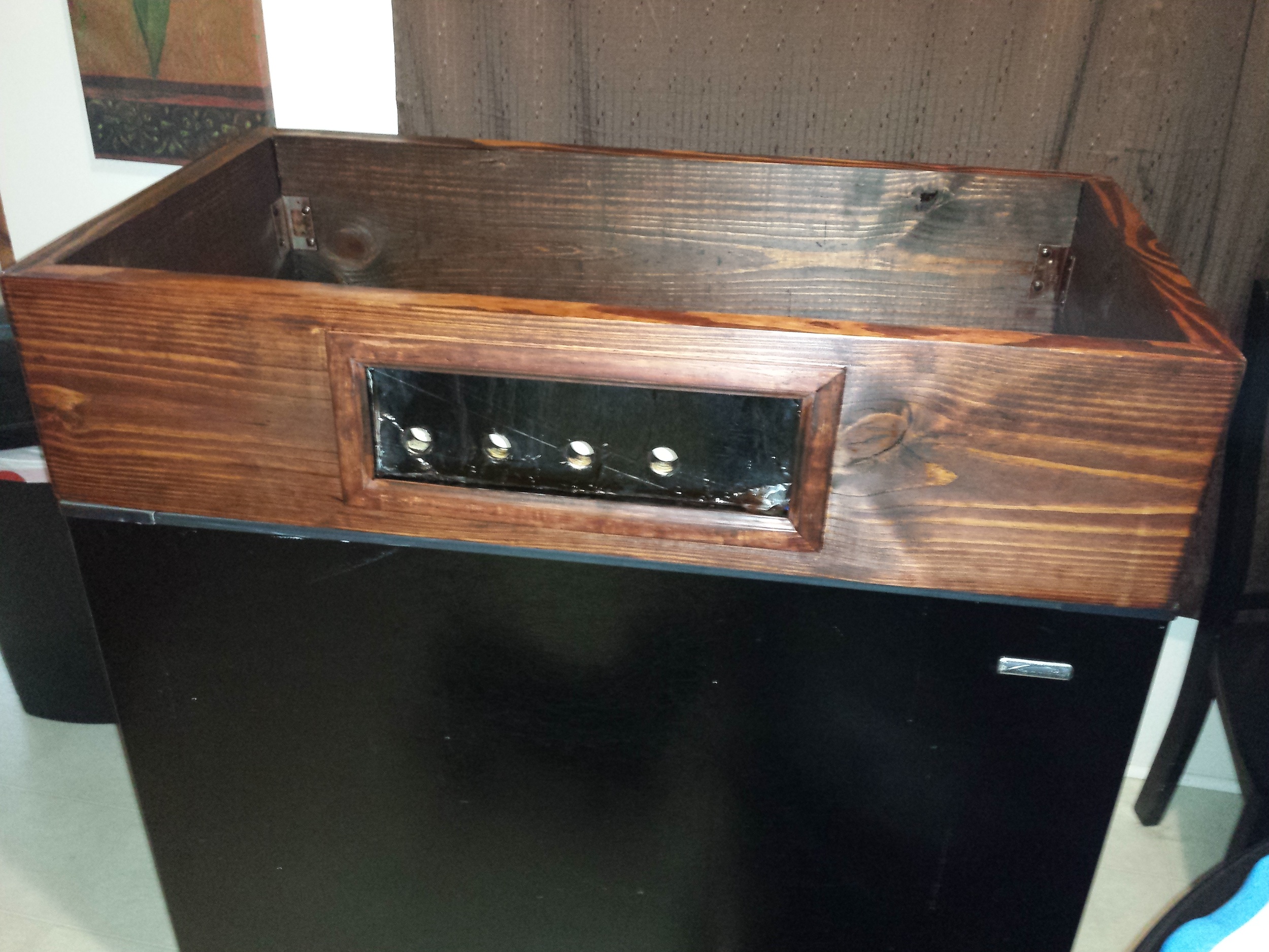 Stained with red mahogany