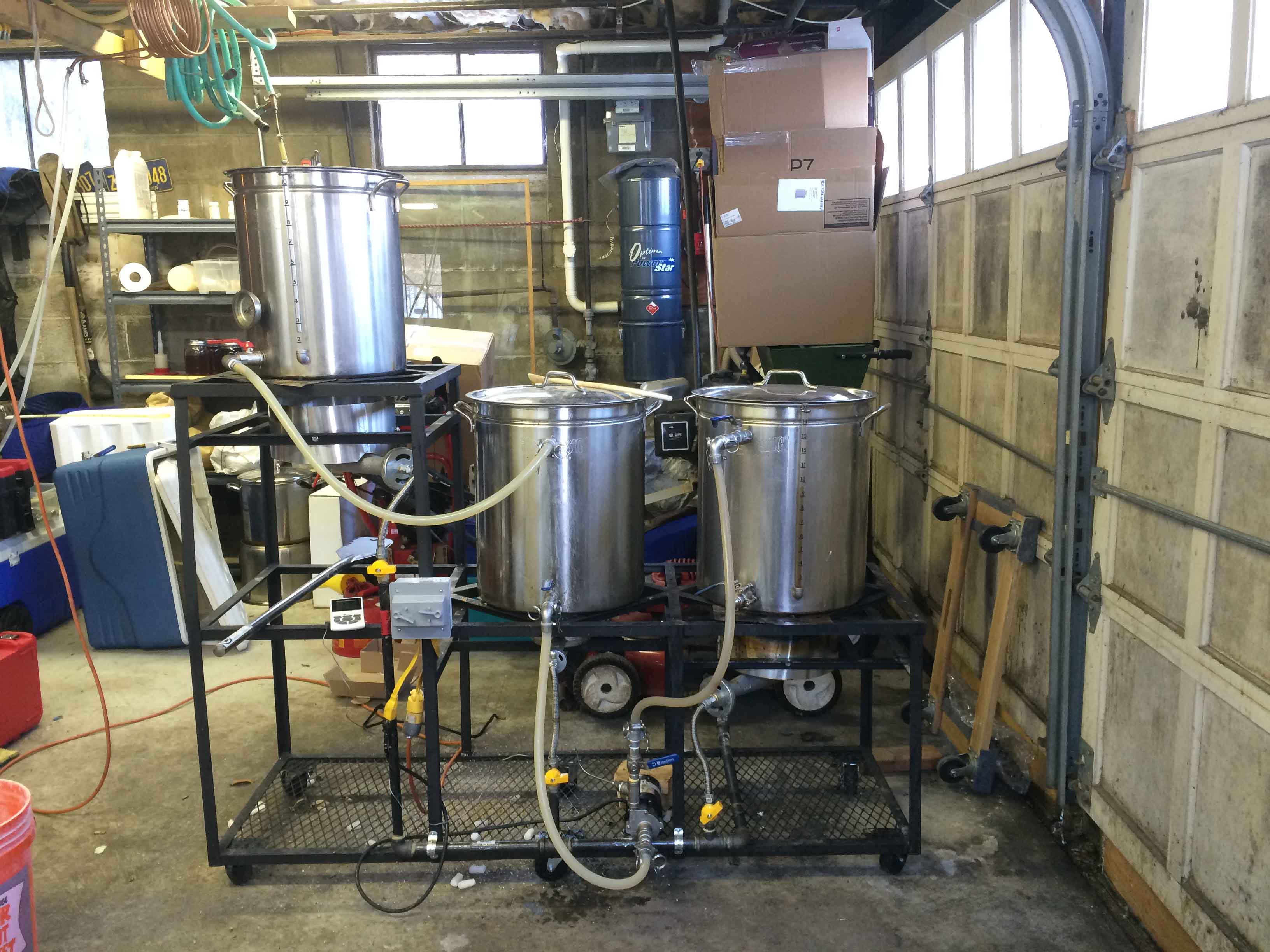 Three vessel direct fire mash brewstand