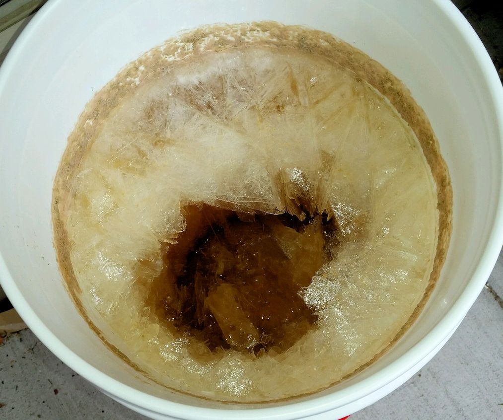 Frozen beer in fermenter