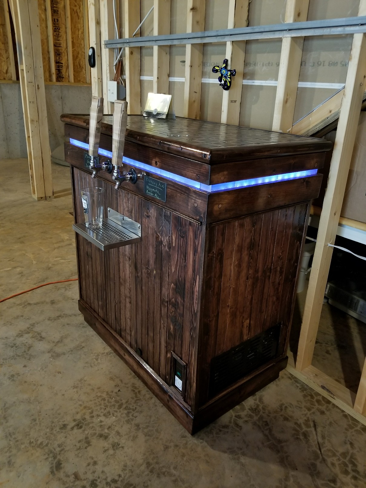 Keezer build wiith double fans, led and tile trim