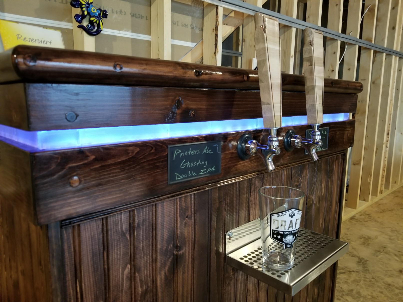 Keezer build wiith double fans, led and tile trim