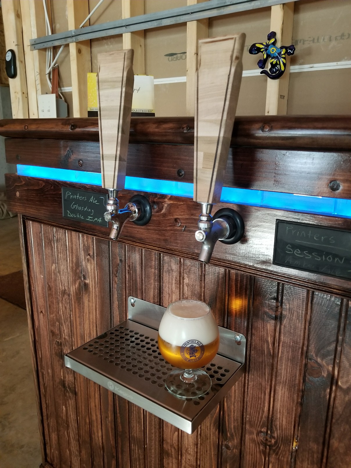 Keezer build wiith double fans, led and tile trim