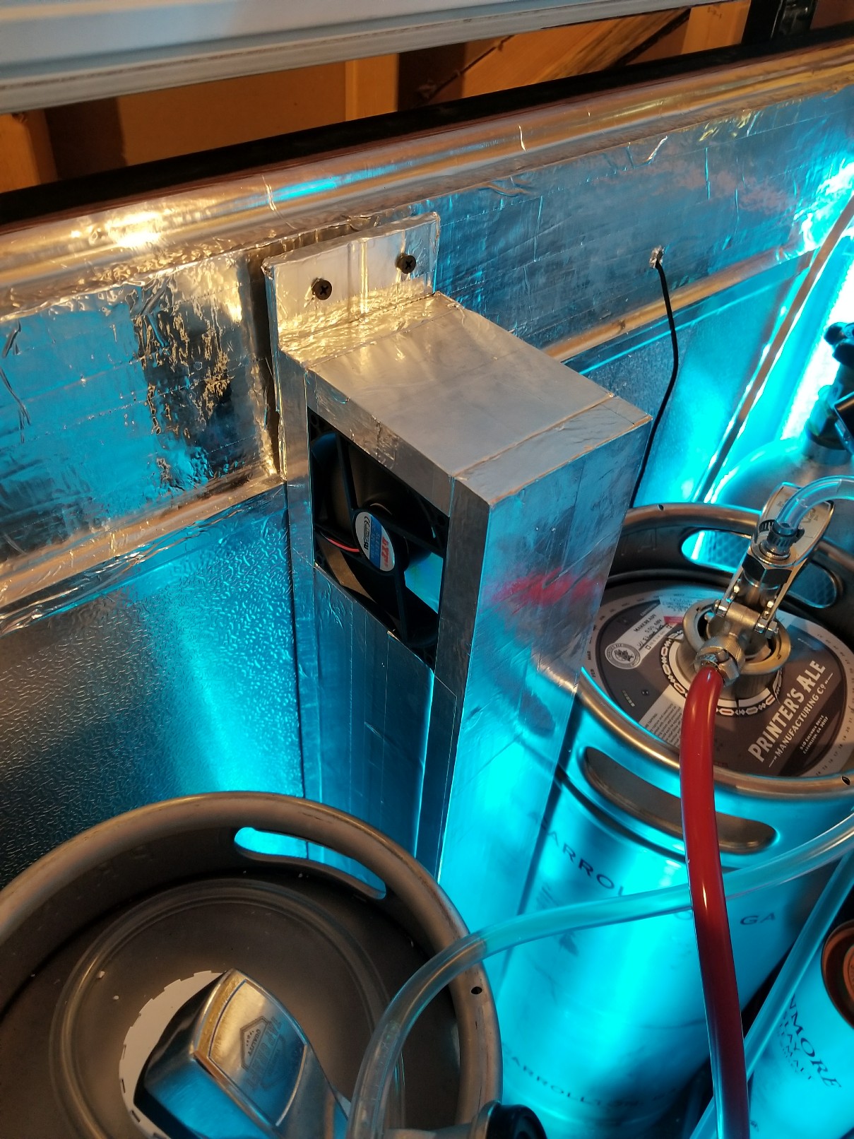 Keezer build wiith double fans, led and tile trim