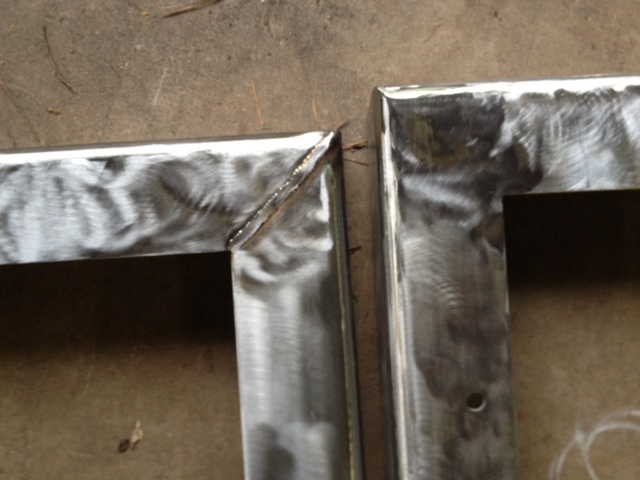 Weld before and after cleanup.JPG