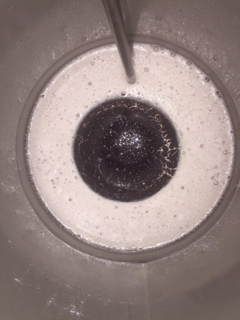 Black trub in keg