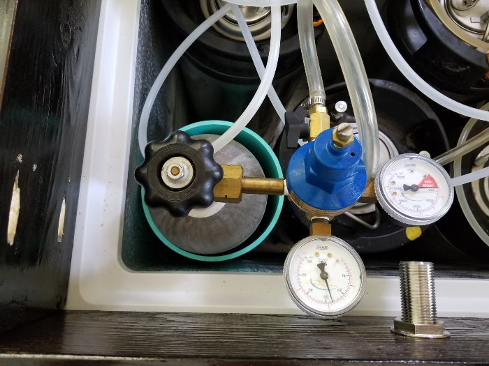 02 20 23 keezer with sewer pipe on CO2 tank small.jpg 02 20 23 keezer with sewer pipe on CO2 tank small.jpg