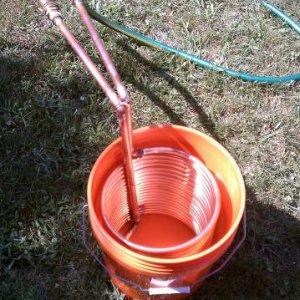 Testing out my DIY chiller made with 50' of 1/2" Refrigeration coil.  No leaks!