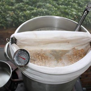 I steep grains in an open grain bag so the water can circulate more freely.  I put grains in cold water then heat up to desired temp and hold for appropriate time