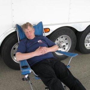 Trackside getting rest after bad night