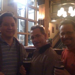 My friends and I drinking beer at Silver City Brewery
