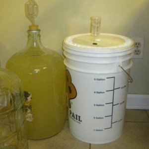 Fermentor with a vodka air lock.  Next to the apple jack.