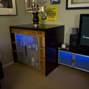 lights on.... I can change the color with the push of a button. I still need to add a couple more pieces but the lighting is pretty much done.