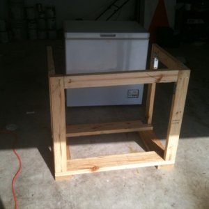 Getting ready to put the freezer into the frame