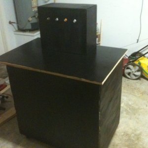 Coffin box set in place