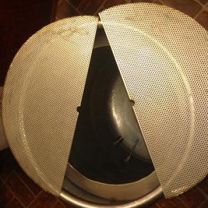 A good look at the two pieces of perforated stainless.  They are actually the same size, the picture just distorted the view.