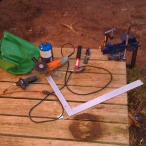 Our metal bending rig for some feet extensions for one of our burners.