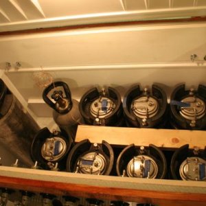 Inside, testing the keg positioning.