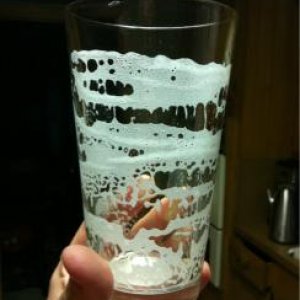 Lacing on my kegged Munich Helles. Yes... another picture of a beer glass.