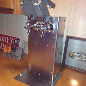 Aviation inspired tap tower system I built for my home bar.