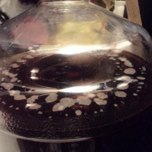 Red ale in secondary fermentation.