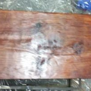 Wooden collar with mahogany stain and temp controller hole.