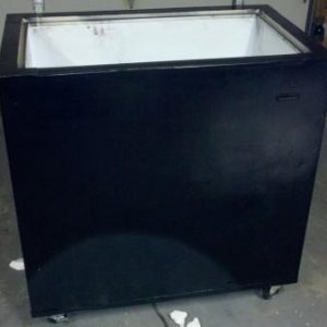 Just welded casters to bottom of freezer